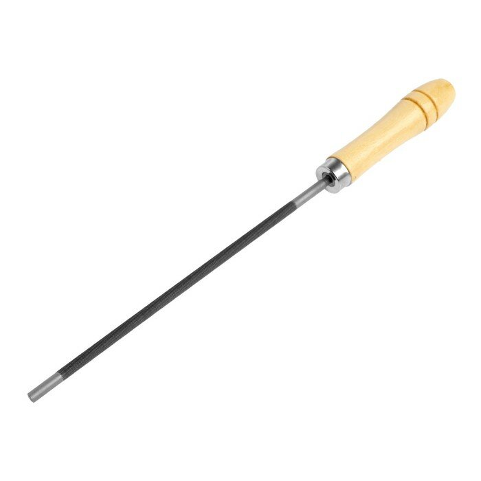 фото Тундра Напильник тундра, для цепей шаг 3/8", круглый, ШХ15, дерев. рукоятка, d=5.5 мм, №3, 200 мм