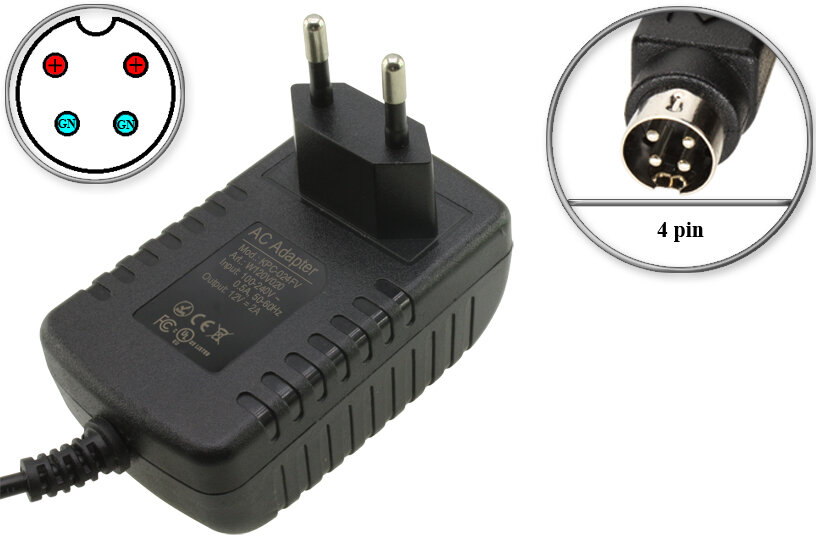 Адаптер (блок) питания 12V, 2A, 24W, 4pin HP (KPC-024F, 02230363, KPC-024FV, AFL), для маршрутизатора, роутера Huawei; видеокамеры VPC600, VPC620 и др.