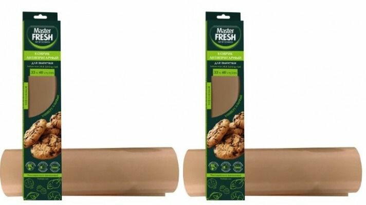 фото Master Fresh Эко антипригарный многоразовый коврик для выпечки, тефлон, 90 мкм, 33х40см, 1шт, 2 уп.