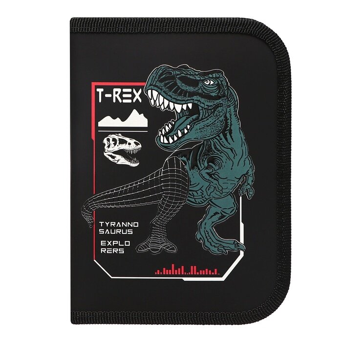 фото Пенал 1 секция, 130 х 190 х 27 мм, ПКК 04-12 "Кибер дино", ламинированный картон, (объемный 3D-рисунок с эффектом металлика)