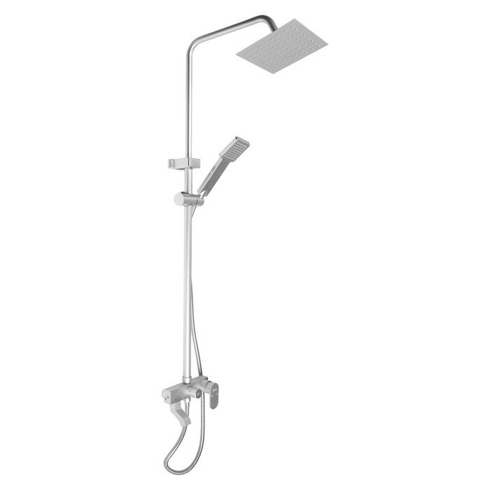 фото Душевая система ZEIN Z3868, смеситель, тропическая и ручная лейка, алюминий, матовая