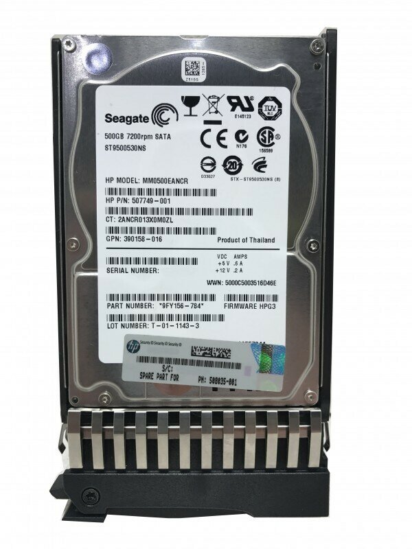   HP 500GB, 3G, SATA, 7.2K RPM, SFF, 2.5" 507749-001