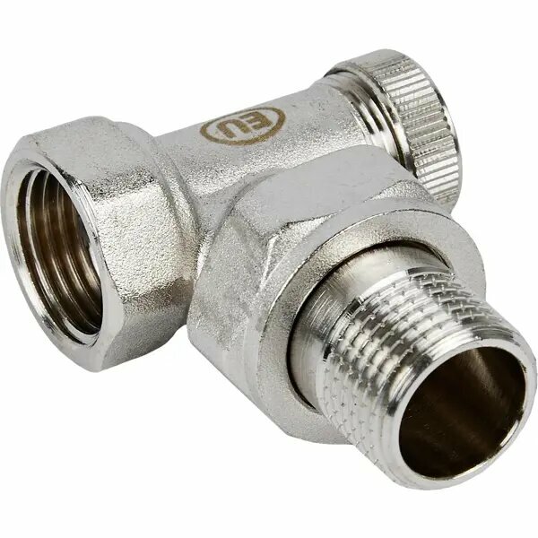 фото Запорный клапан для радиатора угловой Euros 1/2" латунь