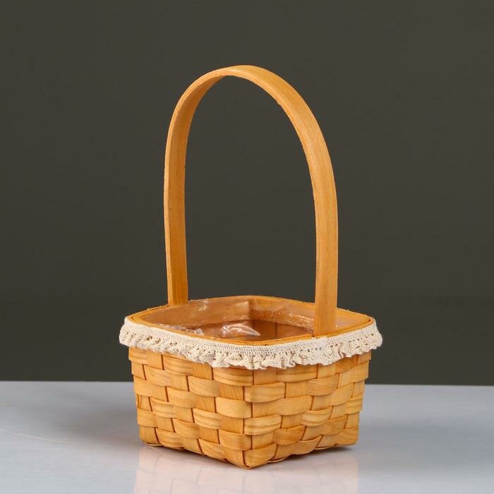 фото Корзина плетеная, секвойя, 12,5х12,5хН8/22 см, натуральный с окантовкой