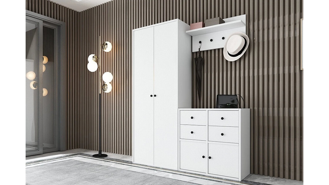 Прихожая Билли 7 IKEA Белый Фасадный 0101 131x161