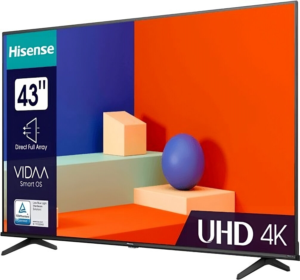 HISENSE Телевизор LED Hisense 43" 43A6K Frameless черный 4K Ultra HD 60Hz DVB-T DVB-T2 DVB-C DVB-S DVB-S2 USB WiFi Smart TV 43A6K