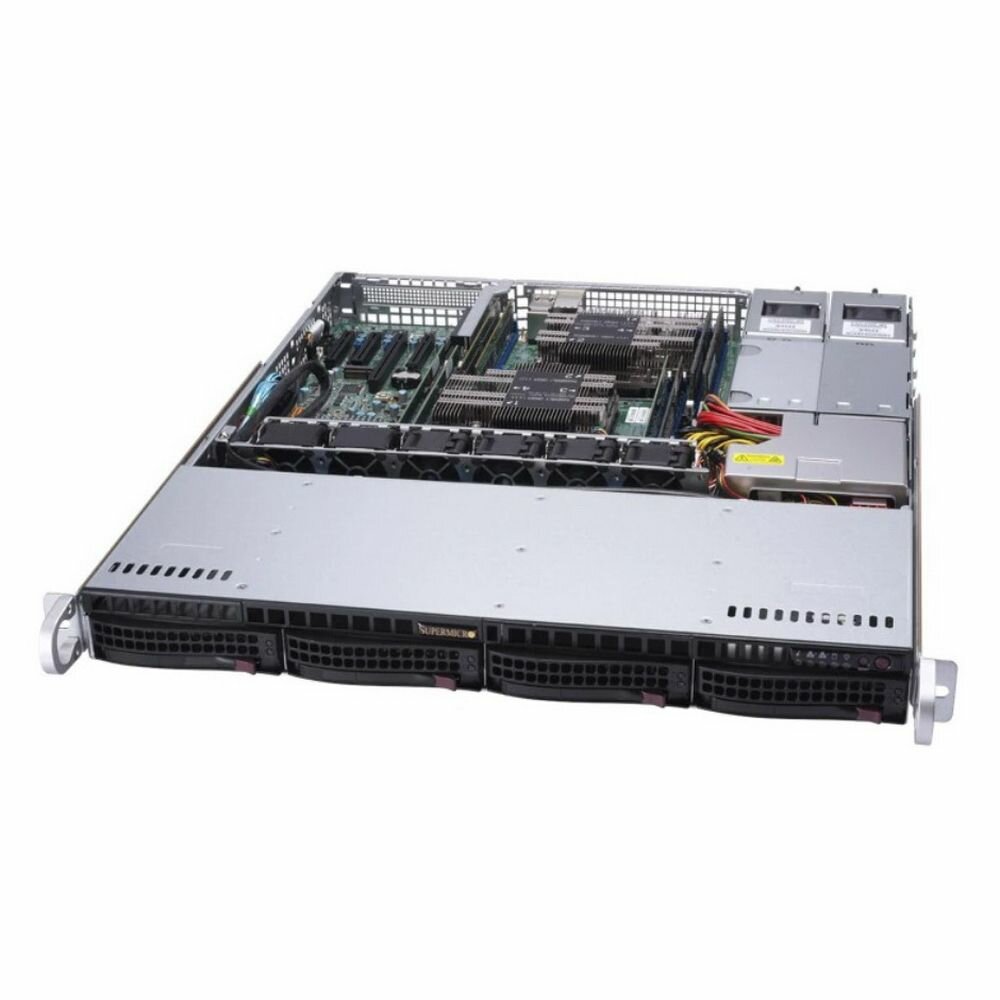 Сервер Supermicro SuperServer 6019P-MTR без процессора/без ОЗУ/без накопителей/количество отсеков 3.5" hot swap: 4/800 Вт/LAN 1 Гбит/c