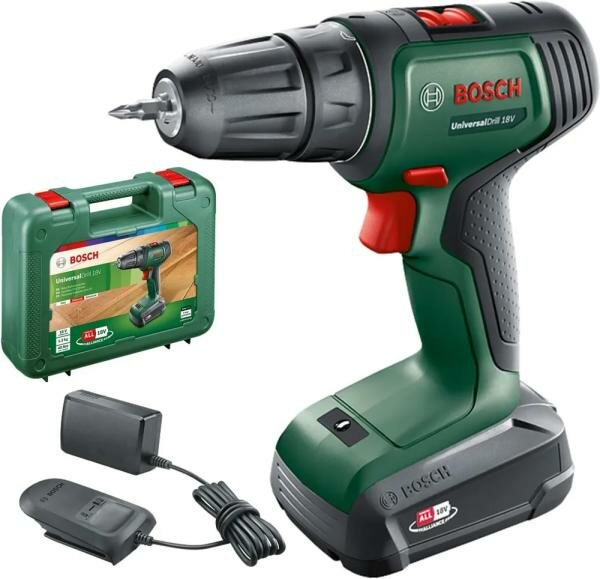 Аккумуляторная дрель-шуруповерт Bosch UniversalDrill 18V (1 АКБ и З/У), 18В, 1,5А*ч, кейс (06039D4001)