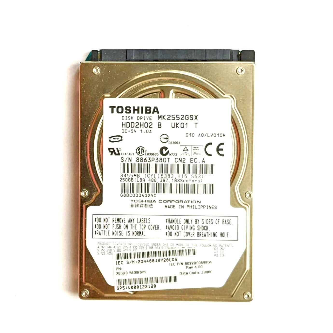 Жесткий диск HDD SATA 2.5" 250 gb MK2552GSX