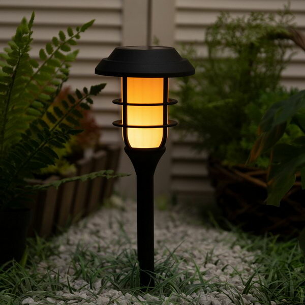 Уличный фонарь светильник на солнечной батарее садовый Факел старт с эффектом пламени