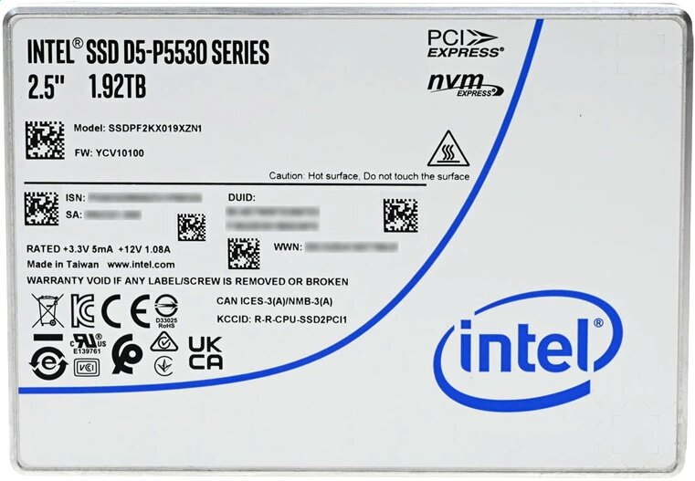 Накопитель SSD 1.92Tb Intel D5-P5530 (SSDPF2KX019XZN1)