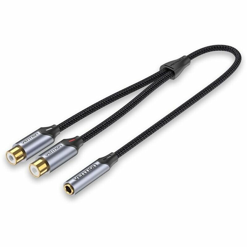 Переходник-разветвитель Vention гибкий Jack 3.5 mm F / 2RCA F - 0.3м Vention гибкий Jack 3.5 mm F  /  2RCA F - 0.3 м (BCOHY) - фото №1