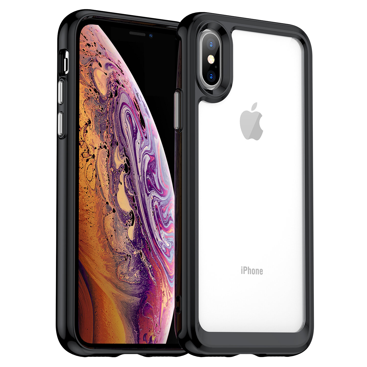 фото Чехол усиленный с боковыми рамками черного цвета для iPhone XS Max, мягкий отклик кнопок