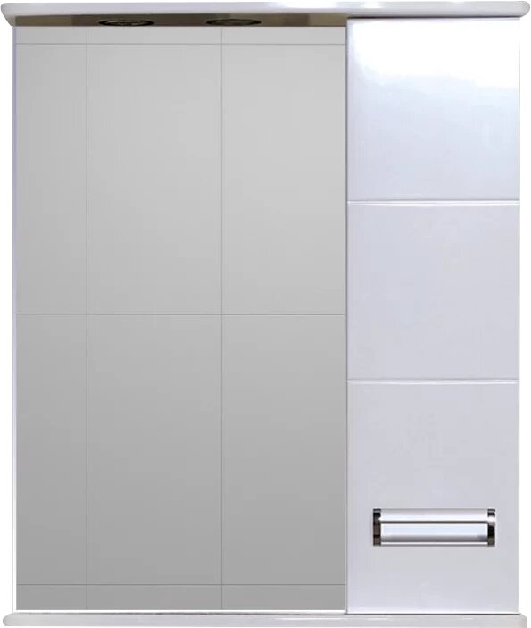 фото Зеркальный шкаф Misty Селена П-Сел02060-01П 61x72,2 см R, с подсветкой, выключателем, белый глянец