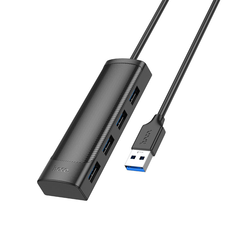 USB Хаб (HB41) с 1 USB на 4 USB 3.0 HOCO L=1.2M черный