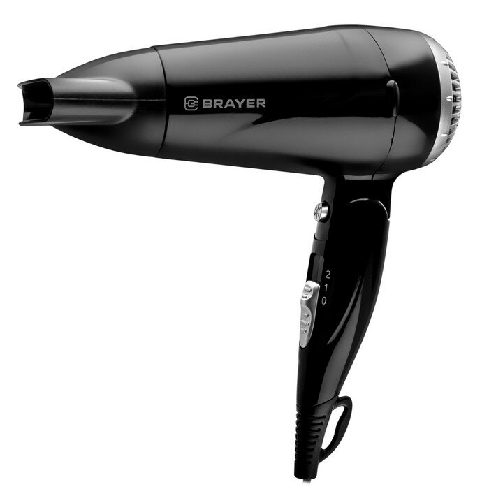 фото Фен BRAYER 3024BR, 1600 Вт, 2 скорости, 1 температурный режим, концентратор, чёрный