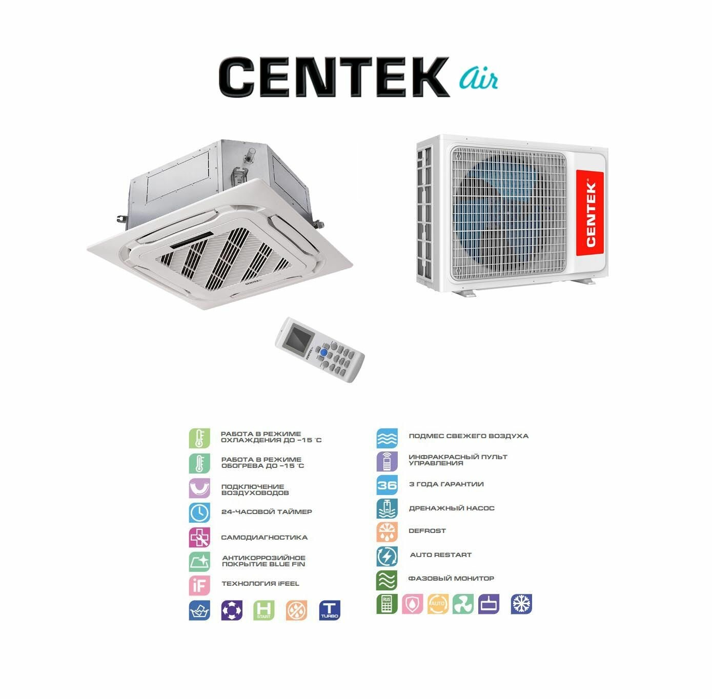 Сплит-система кассетного типа Centek CT-66C24 (комплект)