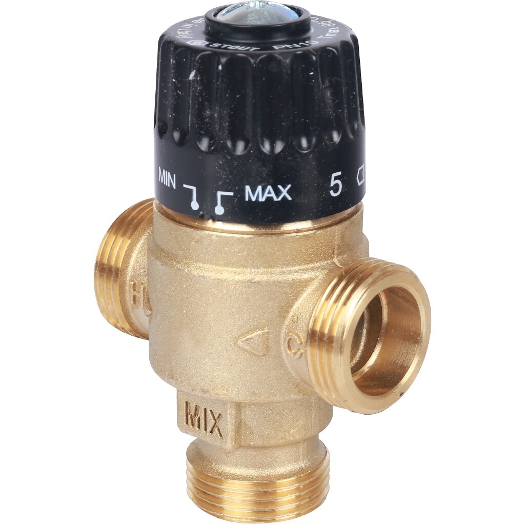 SVM-0125-236520 STOUT Термостатический смесительный клапан для систем отопления и ГВС 3/4“ НР 30-65°С KV 23