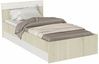 Кровать "Бари" 0,9*2,0 м с основанием ЛДСП - Дуб сонома / Белый