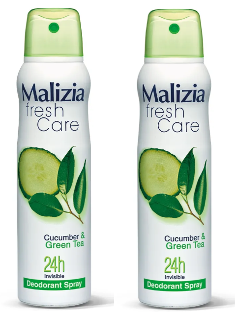 Дезодорант-антиперспирант Malizia Fresh Care Cucumber Green tea, 150 мл, 2 шт.