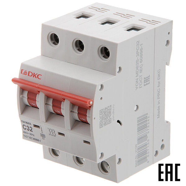 фото Автоматический выключатель YON max MD63S-3PC32 32А/3п/ 4,5кА на Din-рейку ДКС