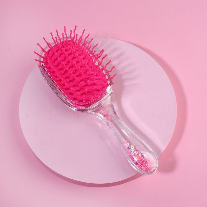фото Queen fair Расчёска массажная №6 овал милашки шейкер 6*18(±1)см розов пакет QF
