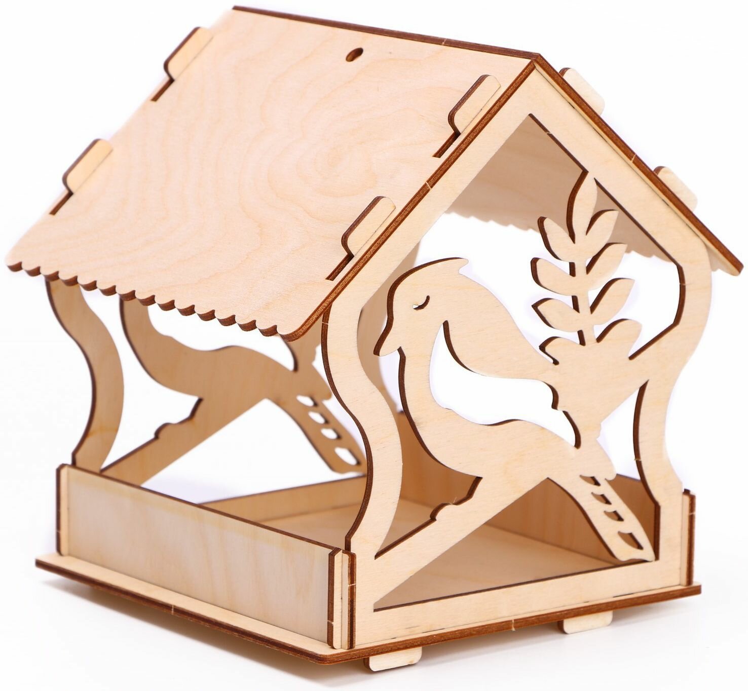 Развивающий деревянный набор-скворечник "Птица", кормушка - конструктор, сборная модель-заготовка для детского творчества, 7 деталей