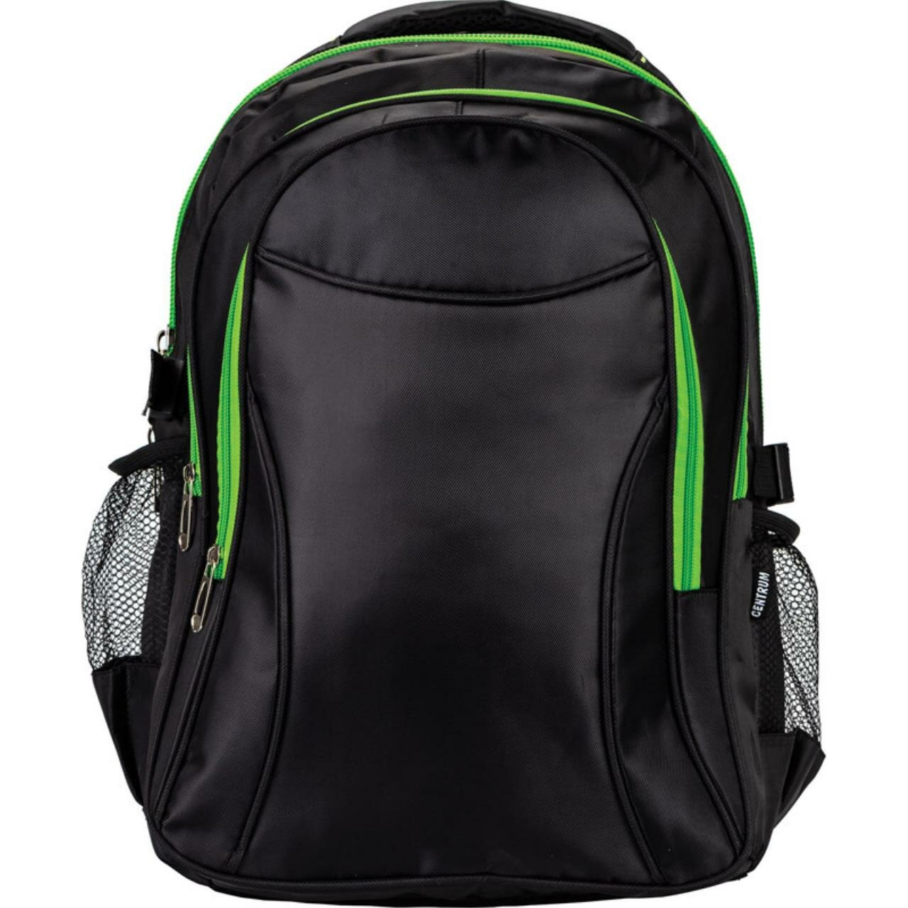 фото 89865 Рюкзак молодежный Centrum черный с зеленой молнией, из полиэстера