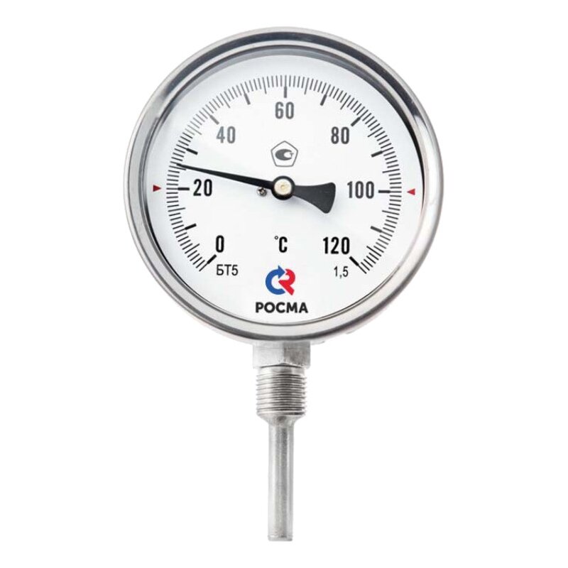 Термометр коррозионностойкий радиальный биметаллический показывающий БТ-52.220(-30...+70°C)G½.64.15