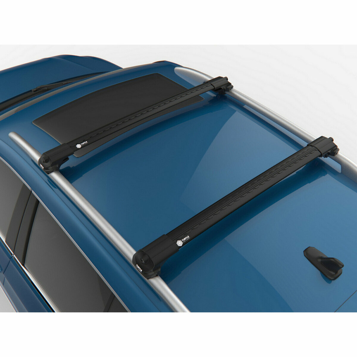Багажник на крышу Шевроле Круз 2012-2015 на рейлинги, черный, Turtle Air-1