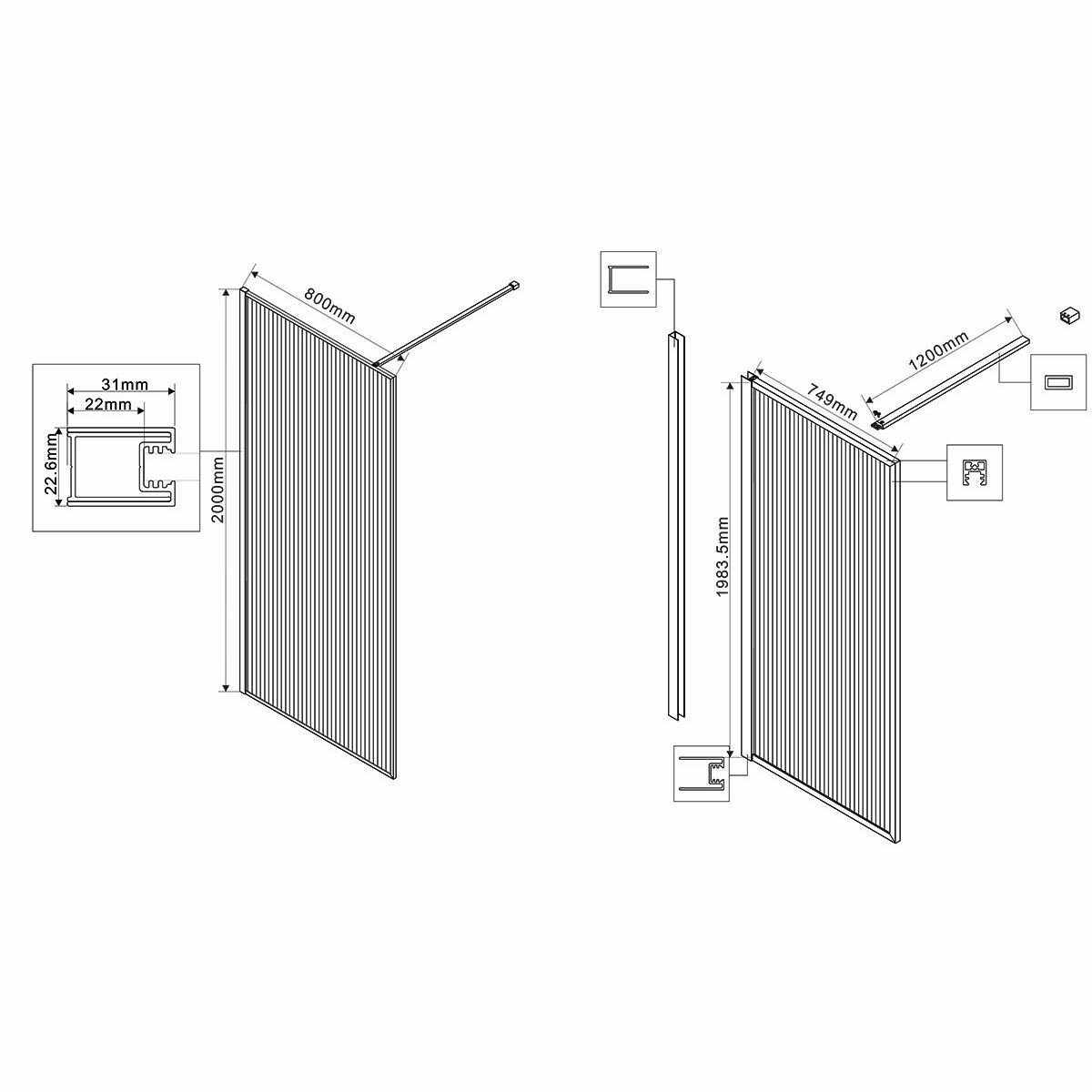 Душевая перегородка Vincea Walk-In 200х80 VSW-1HP800FLB матовая - фото №7