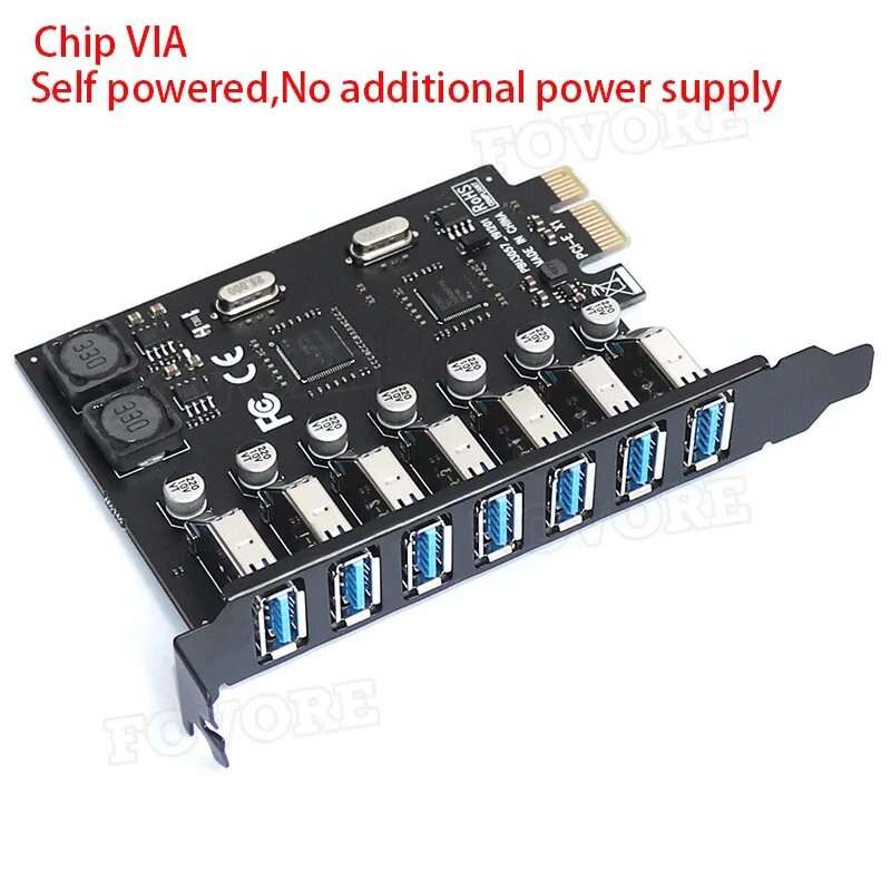 USB 3,0 PCI express адаптер PCI e на 7 портов USB 3 карта расширения USB3 PCIe PCI-e x1 контроллер преобразователь для настольных ПК