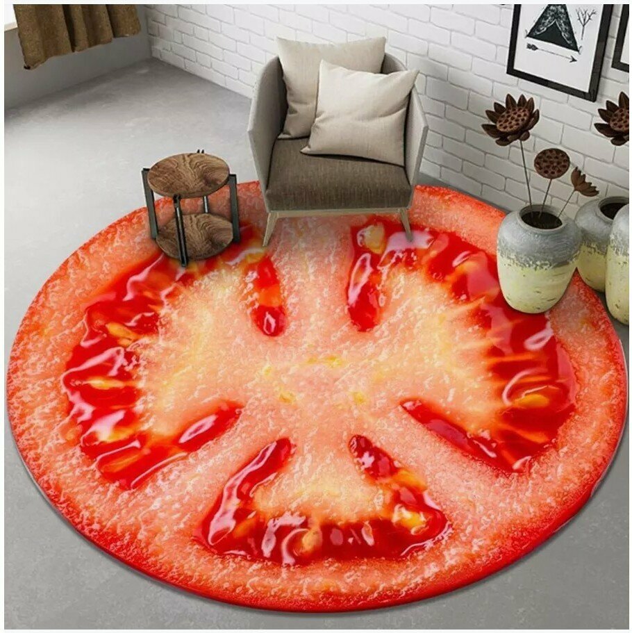 фото Коврик универсальный Crystal Velvet Помидор, красный, круглый 100 см