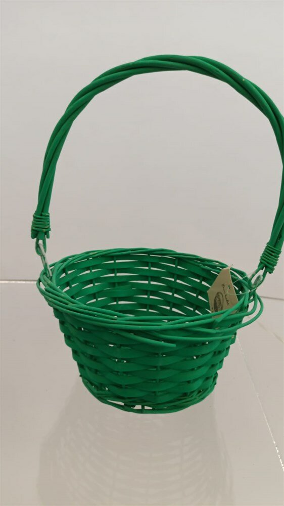 фото Корзина плетеная (ива) 22х22х12 см, ярко-зеленый