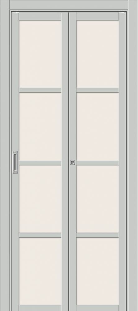 Дверь-Книжка Складная Эмалит Bravo Твигги-11.3 Grey Matt / Magic Fog Межкомнатная 350x2000, 400x2000мм / Браво.