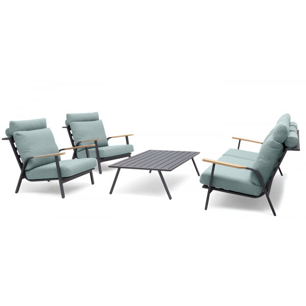 фото MALMO комплект мебели для террасы с 2-х местным диваном антрацит/зеленый алюминий