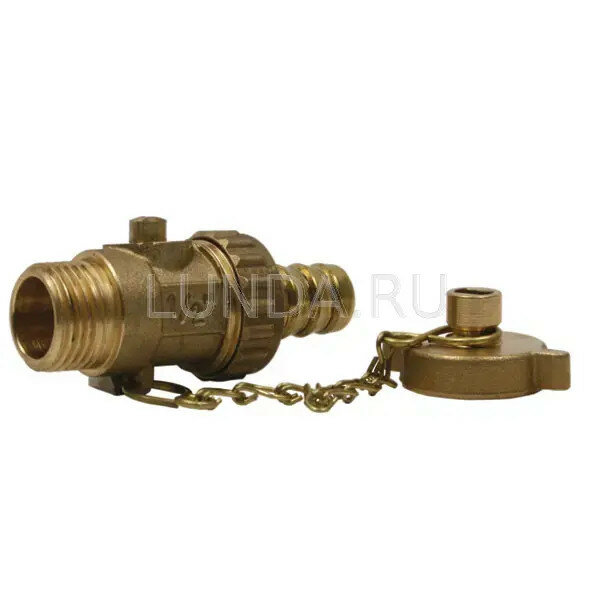 фото Шаровой кран латунный 1/2" НР сливной, с пробкой и штуцером, Tmax=110°С, Itap 1390012, 40909