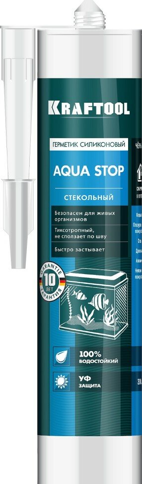фото KRAFTOOL Герметик KRAFTOOL KRAFTSeal GX107 "AQUA STOP" силиконовый стекольный, черный, 300мл, ( 41256-4 )