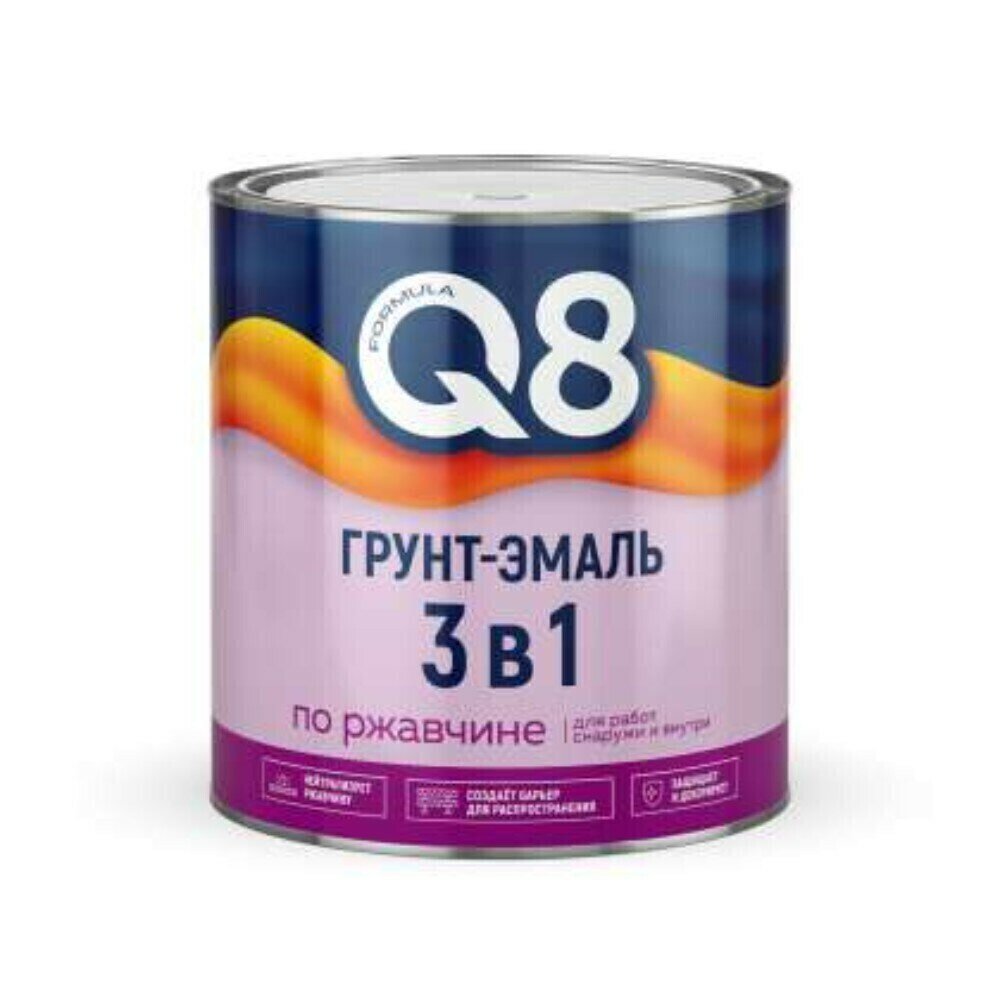 Грунт-эмаль по ржавчине Formula Q8, серая, 1,9 кг