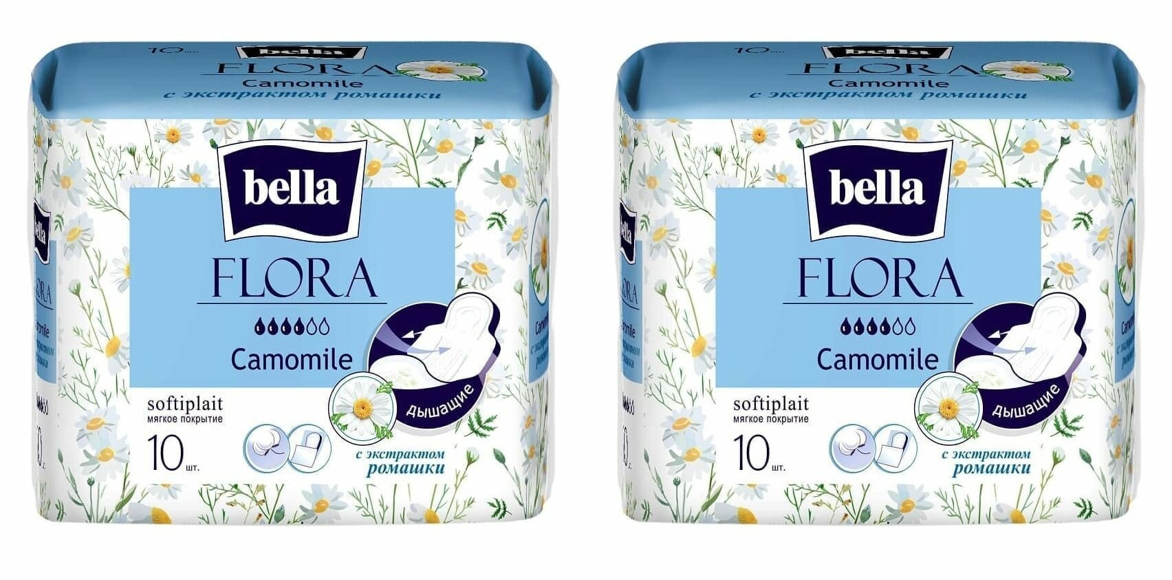 BELLA Прокладки гигиенические Flora Camomile Ромашка, 10 шт, 2 уп.