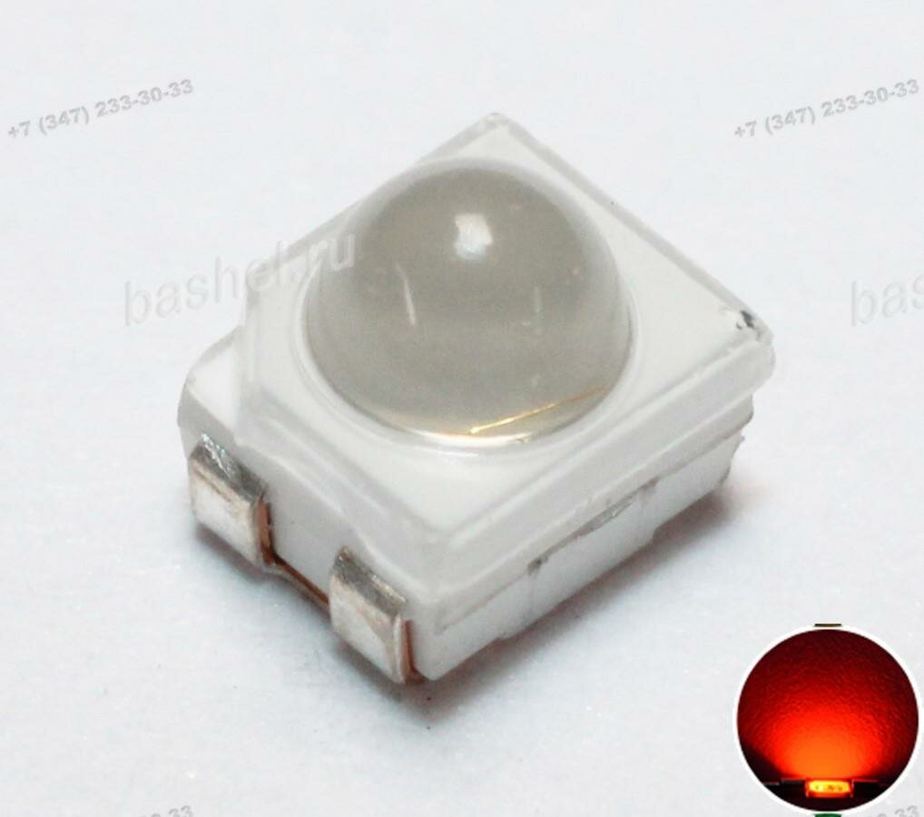 LED chip 3528URS(1210)-3pin-Lens-4Lm 2.0V Red (1 плюс, с линзой), Светодиод красный