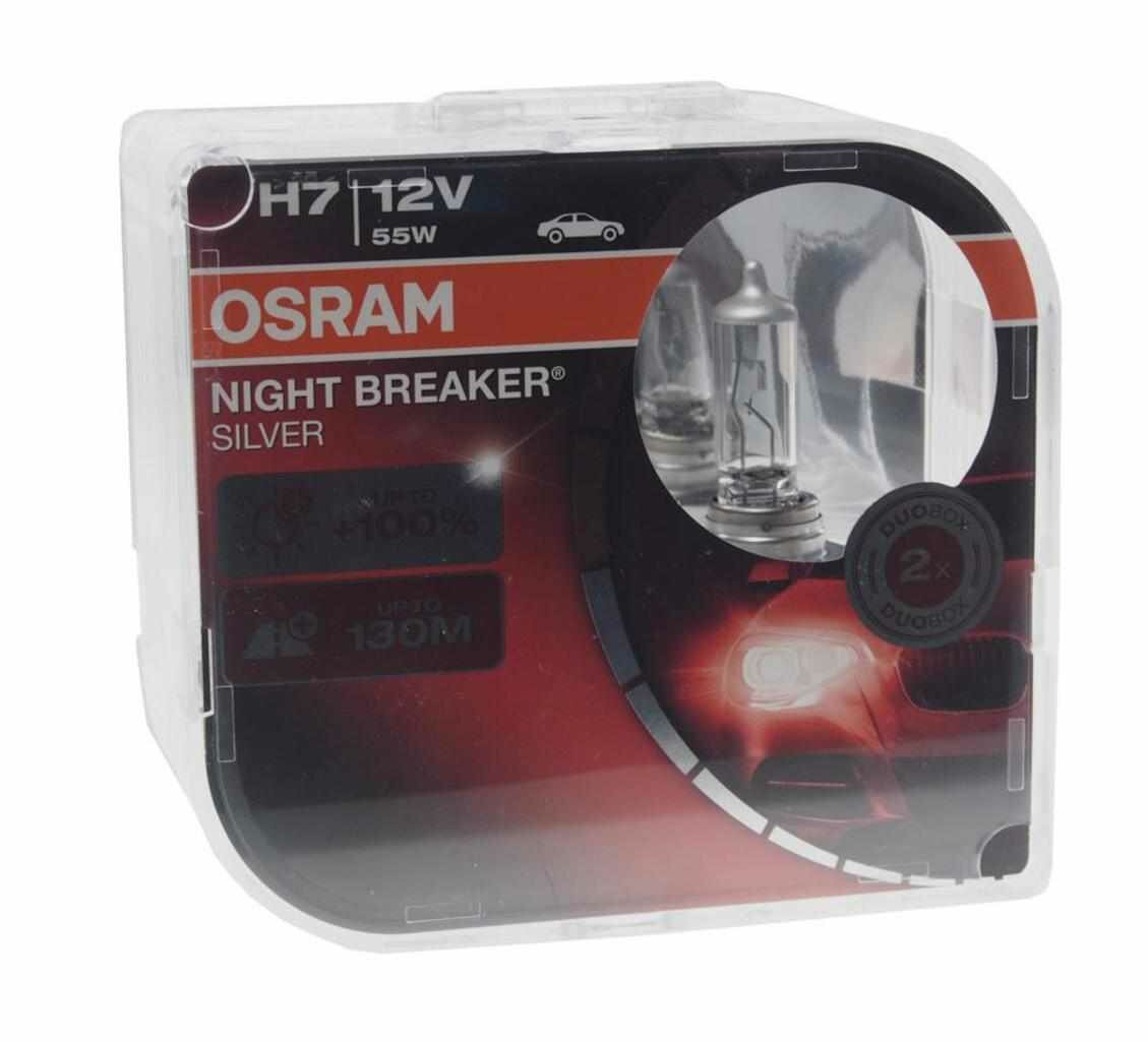 Лампа 12V H7 55W PX26d +100% бокс (2шт.) Night Breaker Silver, 64210NBS2(EURO), OSRAM