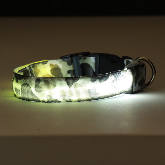 фото Ошейник с подсветкой Милитари 3 режима свечения размер S, ОШ 22-40 х 2,5 см серый