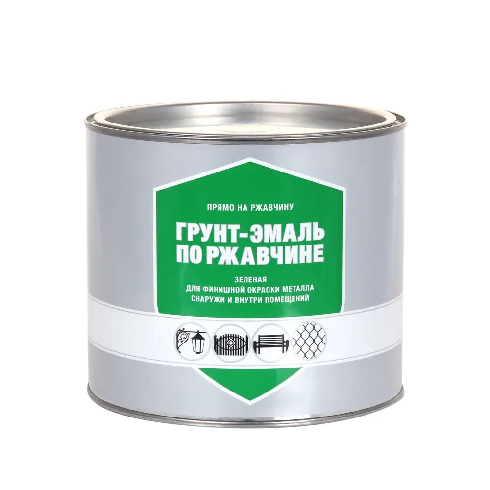 фото Грунт-эмаль по ржавчине 3 в 1 ЗАО Декарт цвет зеленый молотковая 1.38 л