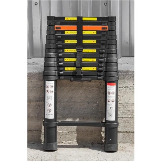 фото Лестница Rock Force телескопическая алюм. бытовая 4.4м (15 ступ.)