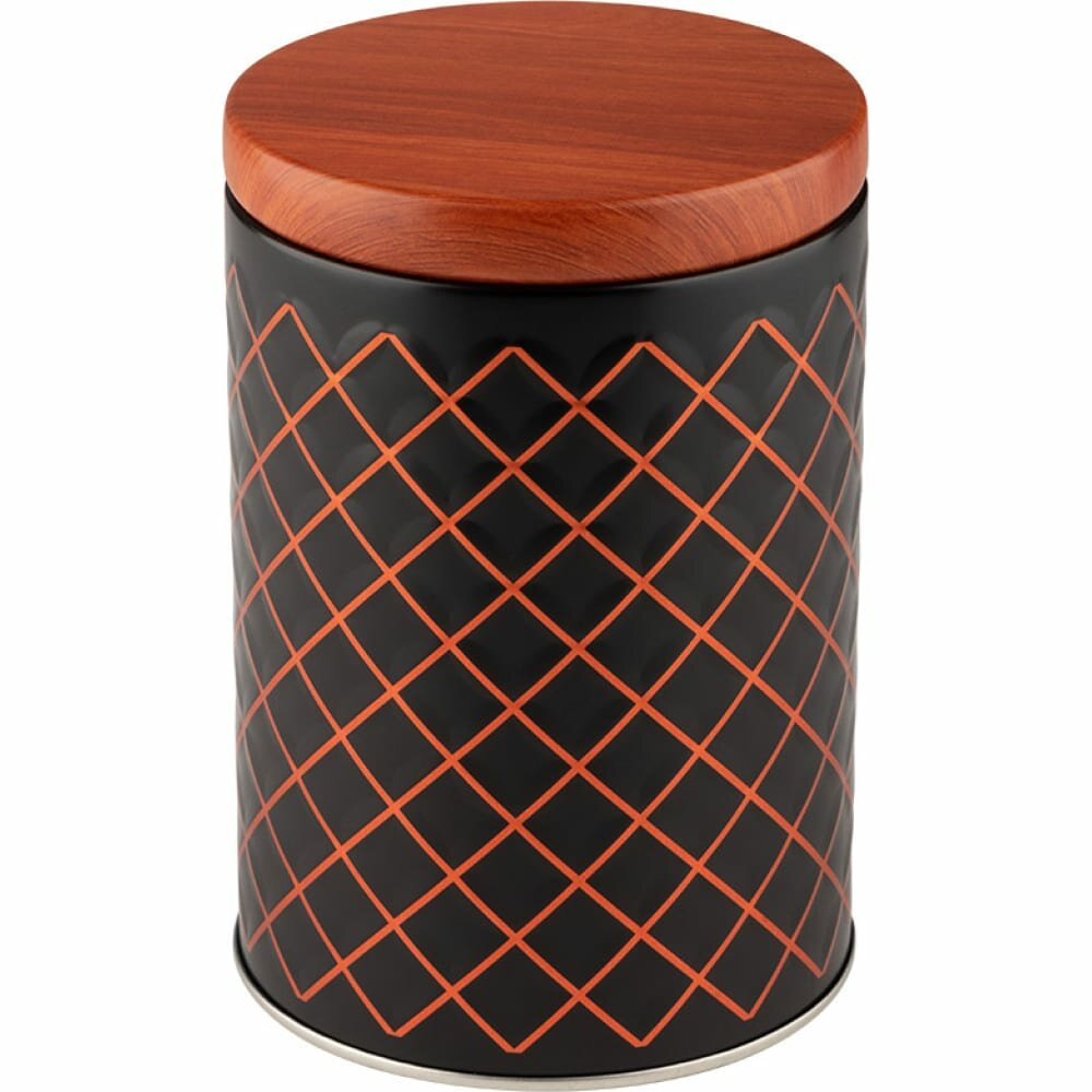 фото Mallony Банка жестяная classico nero для сыпучих продуктов, объем 800 мл, круглая, с крышкой 104871