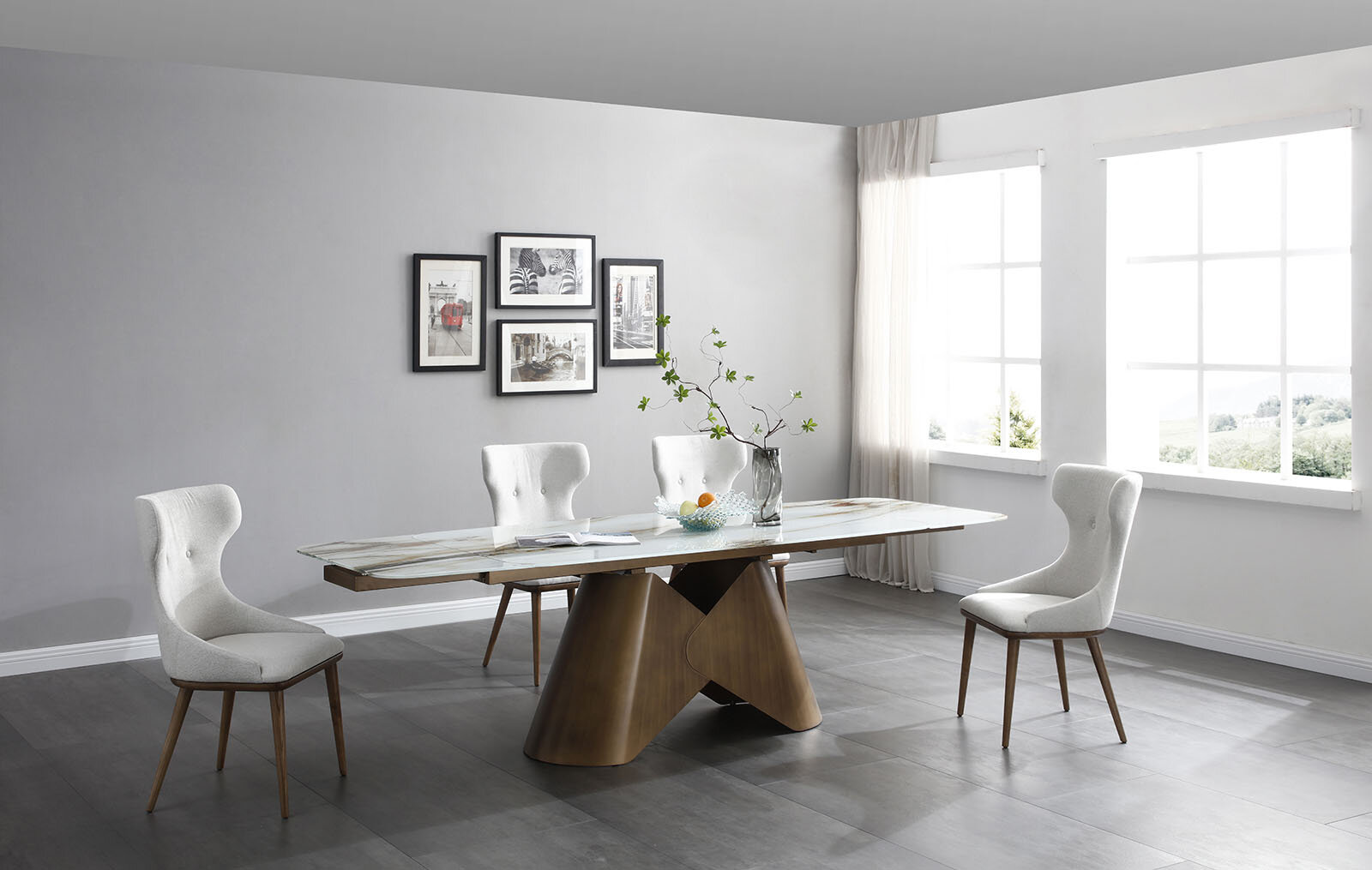 фото Стол раскладной Mirabel 160-240, стекло 3D/бронза