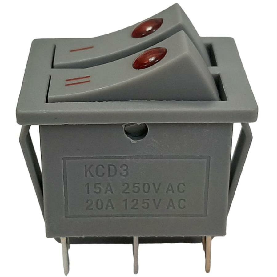 Переключатель двухклавишный KCD3/KCD4 (272(1)) с подсветкой 15A 250VAC для масляного обогревателя