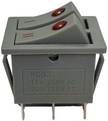 Переключатель двухклавишный KCD3/KCD4 (272(1)) с подсветкой 15A 250VAC для масляного обогревателя