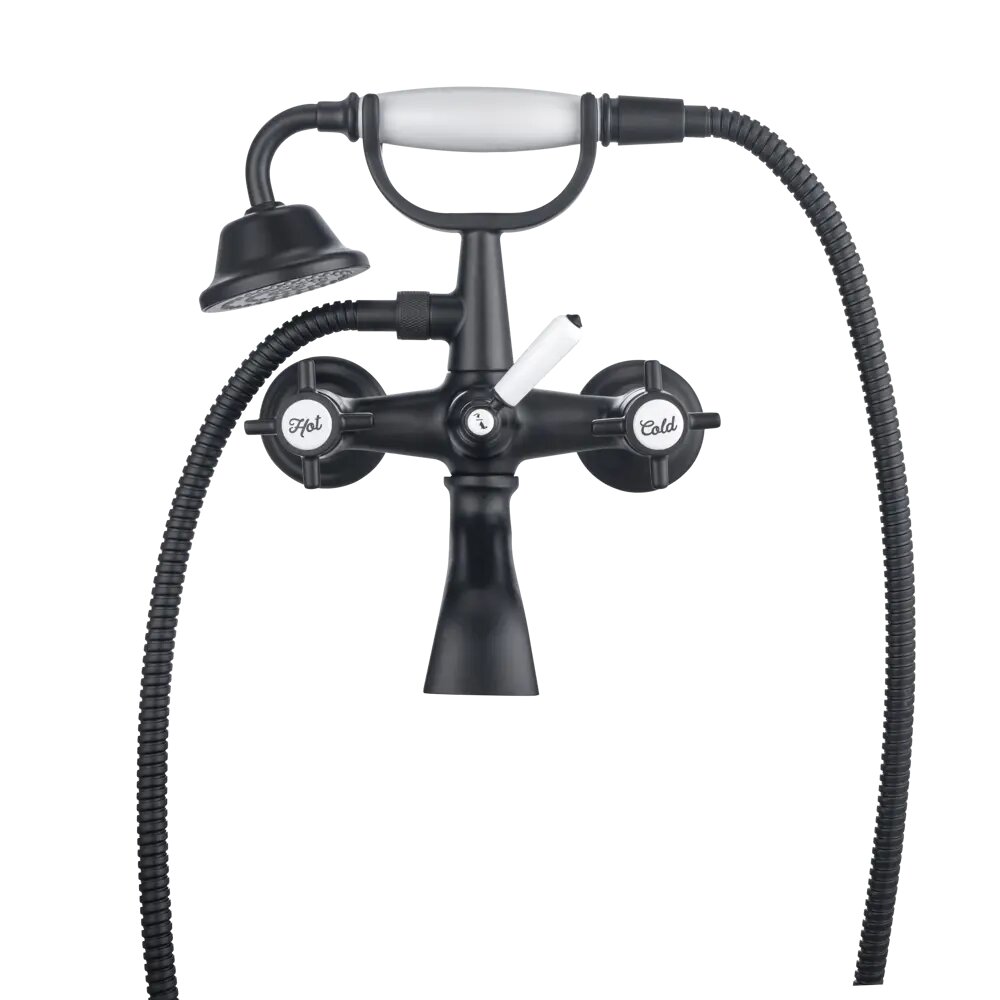 фото Смеситель для ванны Sensea Mauna двухвентильный с лейкой и шлангом цвет черный